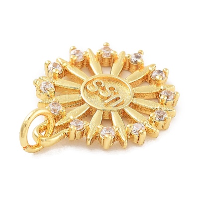 Rack Plating Brass Micro Pave Cubic Zirconia Pendants KK-Z071-54G-01-1