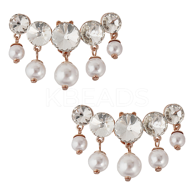 2Pcs Plasic Imitation Pearl & Rhinestone Shoe Decorations FIND-FG0002-55LG-1