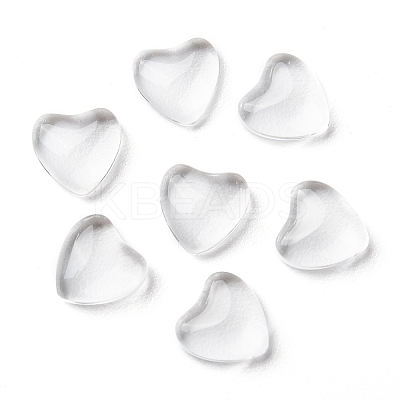 Transparent Glass Heart Cabochons GGLA-R021-8mm-1