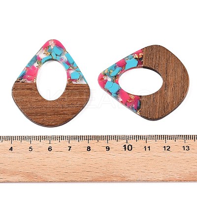 Transparent Resin and Walnut Wood Pendants RESI-T057-07K-1