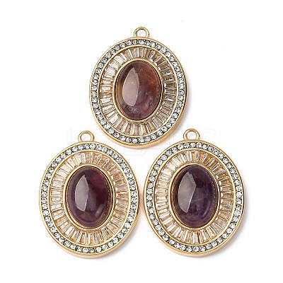 Natural Amethyst Oval Pendants STAS-L080-010G-03-1