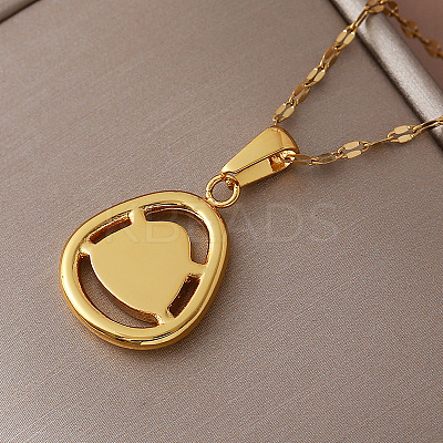 Vintage 304 Stainless Steel and Synthetic Malachite Triangle Pendant Necklaces for Women NT2784-1