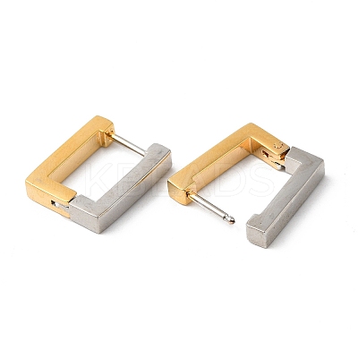 Two Tone Brass Rectangle Hoop Earrings EJEW-P228-04-1