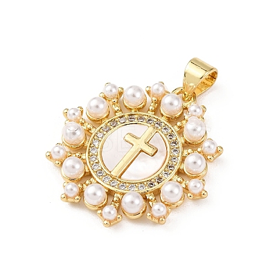 Brass Micro Pave Cubic Zirconia Pendants KK-K408-14G-1