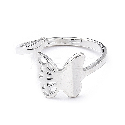 Non-Tarnish 304 Stainless Steel Hollow Out Butterfly Adjustable Ring for Women RJEW-I097-03P-1