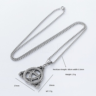 Vintage Viking Trinity Knot 304 Stainless Steel Pendant Box Chain Necklaces for Men KA7210-1