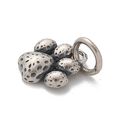 925 Fine Silver Paw Print Charms with Jump Rings and 925 Stamp STER-D300-12AS-1