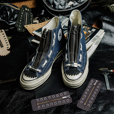 PU Leather Lace-in Boot Zipper Inserts DIY-WH0043-51AB-01-1