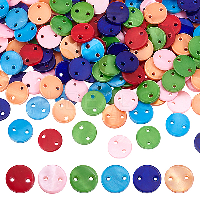 180Pcs 6 colors Spray Paint Natural Freshwater Shell Links/Connectors SHEL-GA0001-28-1