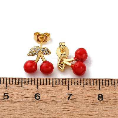 Brass Micro Pave Cubic Zirconia Stud Earrings EJEW-D322-05G-02-1