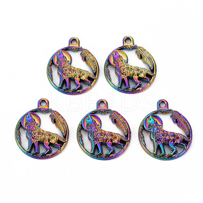 Alloy Howling Wolf Pendants PALLOY-S180-111-NR-1