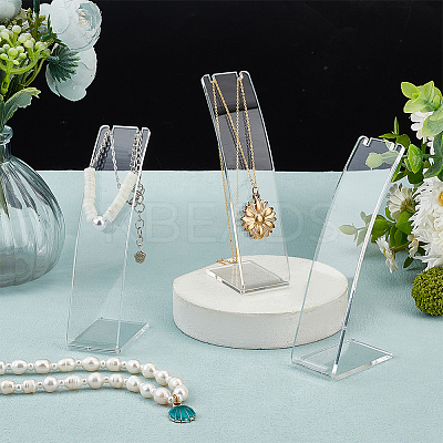 Transparent Acrylic Necklace Display Stands NDIS-WH0006-10-1