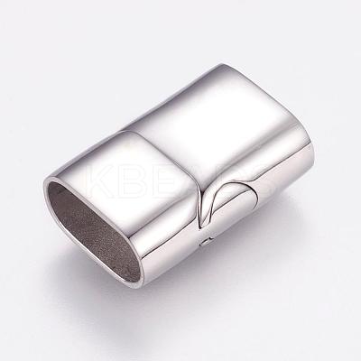 Tarnish Resistant Rectangle 304 Stainless Steel Magnetic Clasps with Glue-in Ends STAS-M195-11-1