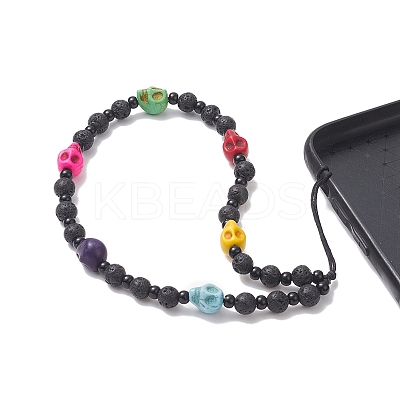 Lava Rock Beaded Mobile Straps HJEW-TA00005-1