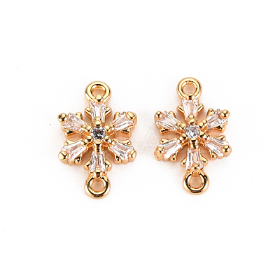 Brass Micro Pave Clear Cubic Zirconia Links Connectors KK-S360-103-1