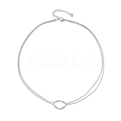 304 Stainless Steel Knot Snake Chain 2-Strand Necklaces NJEW-JN05885-1