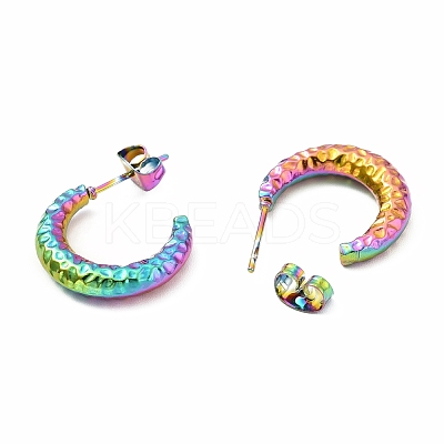 Ion Plating(IP) 304 Stainless Steel Crescent Moon Stud Earrings EJEW-F283-05MC-1