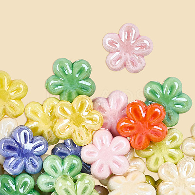 40Pcs Glazed Porcelain Beads PORC-LT0001-04-1