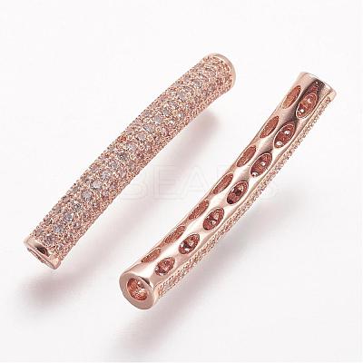 Brass Micro Pave Cubic Zirconia Tube Beads ZIRC-N025-60-1