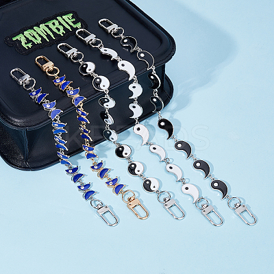 2 Sets 2 Style Alloy Enamel Butterfly with Evil Eye & Yin Yang Link Chain Purse Strap Extenders AJEW-FH0003-83-1