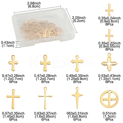 60Pcs 10 Styles 201 and 304 Stainless Steel Pendants STAS-FS0001-90-1