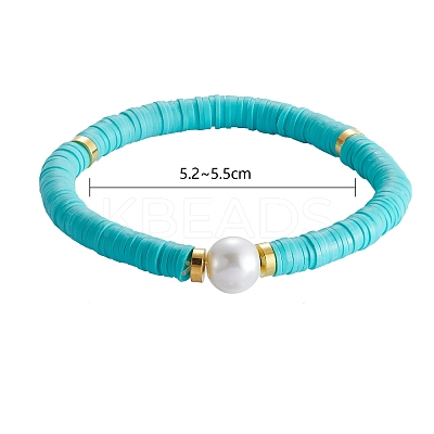 Polymer Clay Heishi Beads Stretch Charm Bracelets BJEW-SZ0001-33-1