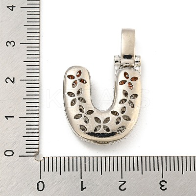 Brass Micro Pave Clear Cubic Zirconia Pendants KK-B099-01P-U-1