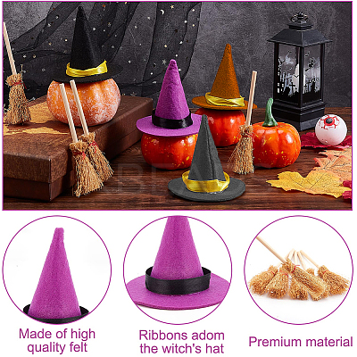 12Pcs Mini Polyester Witch Hats AJEW-CP0009-35A-1