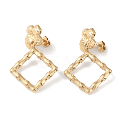 Rhombus 304 Stainless Steel Dangle Earrings EJEW-L283-015G-1