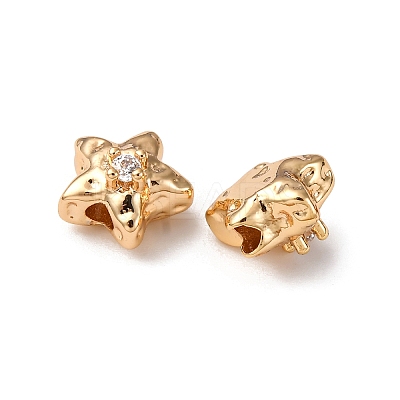 Brass Micro Pave Clear Cubic Zirconia Beads KK-Z112-41G-1