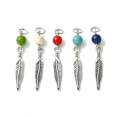 30Pcs Synthetic Turquoise Dyed Pendants PALLOY-JF02308-30A-1