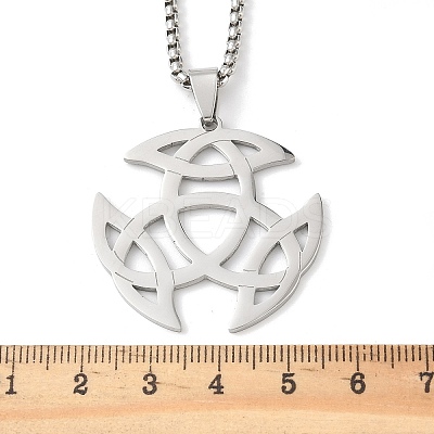 201 Stainless Steel Viking Triquetra Knot Pendant Necklaces NJEW-H065-06P-1