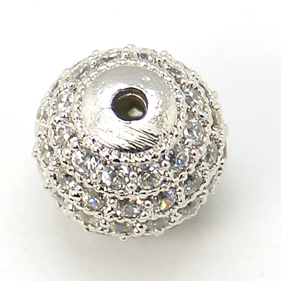Brass Micro Pave Cubic Zirconia Beads ZIRC-D011-53P-1