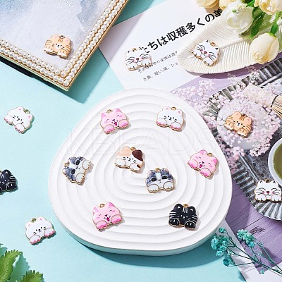35 Pieces Cat Enamel Charm Pendant Alloy Enamel Animal Charm Mixed Color for Jewelry Necklace Bracelet Earring Making Crafts JX249A-1