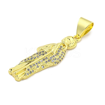 Rack Plating Brass Micro Pave Clear Cubic Zirconia Pendants KK-B091-21G-02-1