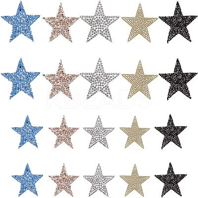 20Pcs 10 Style Rhinestone Star Cloth Iron On/Sew On Patches DIY-NB0006-05-1