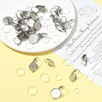 25Pcs 5 Styles 304 Stainless Steel Leverback Earring Settings STAS-FS0002-10-1