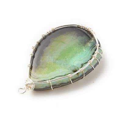 Natural Crackle Agate Pendants PALLOY-JF01526-03-1