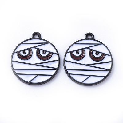 Gunmetal Plated Alloy Enamel Pendants ENAM-D040-D01-B-1