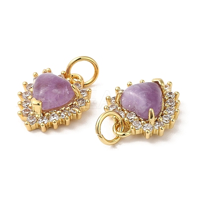 Natural Amethyst Heart Charms G-A034-02G-02-1