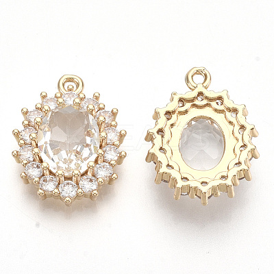 Transparent Faceted Glass Pendants X-GLAA-R212-15F-1