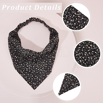 2Pcs 2 Colors Cloth Flower Printed Elastic Headbands for Girls OHAR-CY0001-16-1