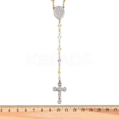 201 Stainless Steel Rosary Bead Necklaces NJEW-B143-09GP-1