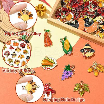 40Pcs 20 Styles Thanksgiving Day Zinc Alloy Enamel Pendants FIND-CJ0004-82-1