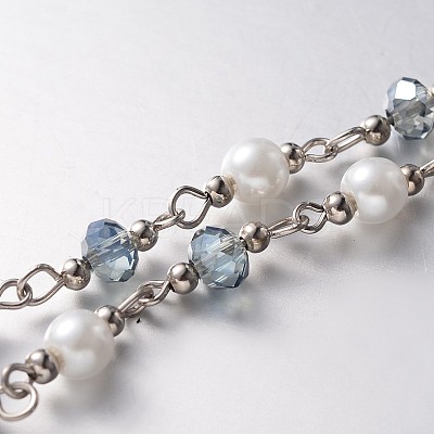 Handmade Faceted Rondelle Glass Beads Chains for Necklaces Bracelets Making AJEW-JB00122-03-1