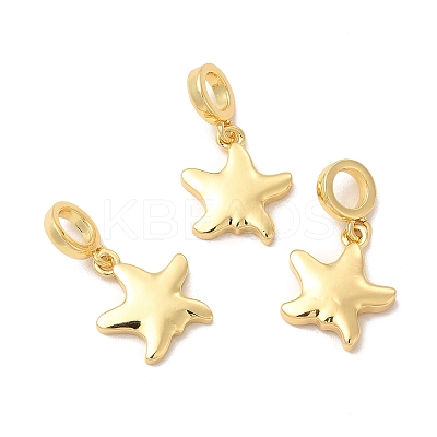 Rack Plating Brass Star European Dangle Charms KK-B068-48G-1
