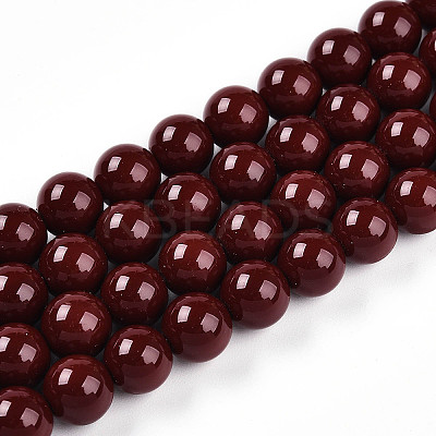 Baking Paint Pearlized Glass Pearl Bead Strands HY-N002-8mm-D01-1