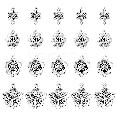 20Pcs 4 Styles Tibetan Style Zinc Alloy Connector Charms FIND-YW0003-08-1