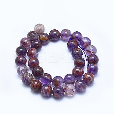 Natural Purple Phantom Quartz Purple Lodolite Quartz Beads Strands G-J373-05A-12mm-1