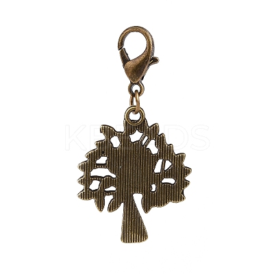 5Pcs 5 Styles Autumn Leaf & Tree Alloy Pendants Decorations Set HJEW-JM00825-1